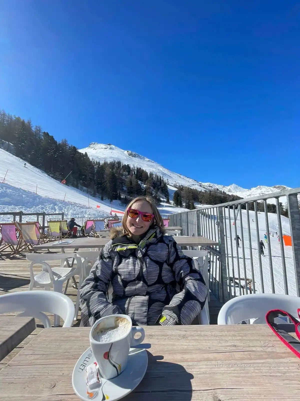 Nicola From The Peak Retreats Team Having A Cafe Au Lait At La Fema In Val Cenis